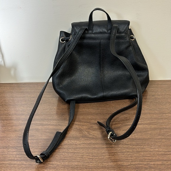 Kate Spade black leather drawstring backpack - Picture 2 of 9
